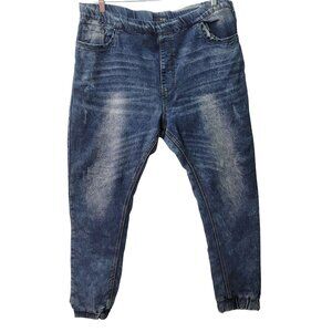 Hype Women's Blue Denim Joggers Size 21/22 - Stretchy Comfortable Elastic Waist